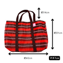 Taiwan Love オリジナル ボーダー柄（ブラック・レッド・ホワイト） 台湾漁師網バッグ ナイロンバッグ (茄芷袋) 台湾製｜小さめMサイズ（4号）｜コットン布持ち手タイプ｜Taiwan Love 黑紅白線條款 茄芷袋 4號