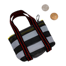 ミニ漁師網バッグ コインケース（小銭入れ﻿）モノトーンボーダー（ブラック・グレー）｜迷你茄芷袋零錢包 黑灰條紋（本体・ファスナーの色はランダム出荷）※ご購入の場合、色の原因で返品・交換は対応不可