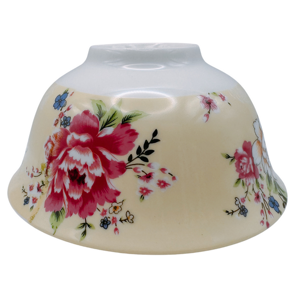 台湾花布（客家花布）柄 食器 飯碗 イェロー｜台灣花布（客家花布）飯碗 黃