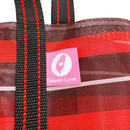 Taiwan Love オリジナル ボーダー柄（ブラック・レッド・ホワイト） 台湾漁師網バッグ ナイロンバッグ (茄芷袋) 台湾製｜小さめMサイズ（4号）｜コットン布持ち手タイプ｜Taiwan Love 黑紅白線條款 茄芷袋 4號