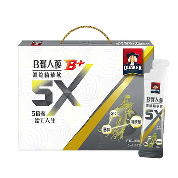 台湾QUAKER 5倍高濃度 朝鮮人参・西洋人参 健康ドリンク（ビタミンB成分配合）15mlx16パック｜桂格5X B群人蔘精華飲盒裝 15mlx16包