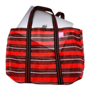 Taiwan Love オリジナル ボーダー柄（ブラック・レッド・ホワイト） 台湾漁師網バッグ ナイロンバッグ (茄芷袋) 台湾製｜小さめMサイズ（4号）｜コットン布持ち手タイプ｜Taiwan Love 黑紅白線條款 茄芷袋 4號