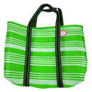 Taiwan Love オリジナル グリーン 台湾漁師網バッグ ナイロンバッグ (茄芷袋) 台湾製｜小さめMサイズ（4号）｜コットン布持ち手タイプ｜Taiwan Love 綠色白線款 茄芷袋 4號