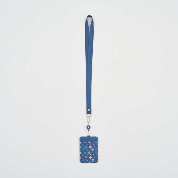 印花楽 リール付きパスケース クラシック柄 落ち着きブルー｜伸縮證件套 經典花色 暮光藍