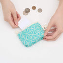 印花楽 小物入れ（ポーチ・コインケース）ファスナー付き レトロ窓ガラス柄 アイスブルーグリーン｜小東西拉鏈包 玻璃海棠 冰晶藍綠