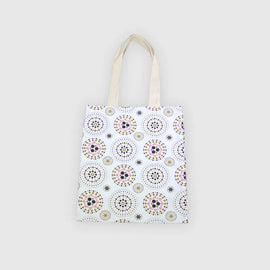 印花楽 布製トートバッグ 花火 繁花紫（はんかむらさき）｜花布小書袋 煙火 繁花紫