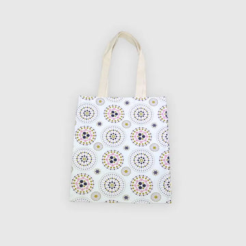 印花楽 布製トートバッグ 花火 繁花紫（はんかむらさき）｜花布小書袋 煙火 繁花紫