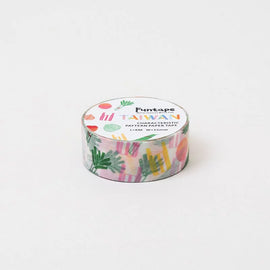 マスキングテープ 台湾紅白ストライプレジ袋パターン｜台灣特色紙膠帶 紅白塑膠袋 15mm x 6m