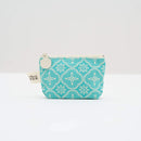 印花楽 小物入れ（ポーチ・コインケース）ファスナー付き レトロ窓ガラス柄 アイスブルーグリーン｜小東西拉鏈包 玻璃海棠 冰晶藍綠