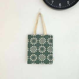 印花楽 布製トートバッグ 黒鳥サークル柄 マガモグリーン｜花布小書袋 烏秋圈圈 水鴨綠色
