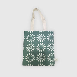 印花楽 布製トートバッグ 黒鳥サークル柄 マガモグリーン｜花布小書袋 烏秋圈圈 水鴨綠色