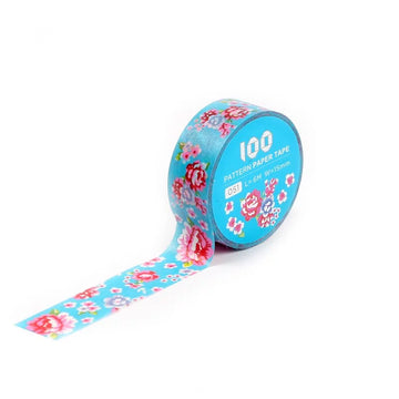 マスキングテープ 台湾花布（客家花布） パターン（青）｜台灣特色紙膠帶 客家花布（藍）15mm x 6m