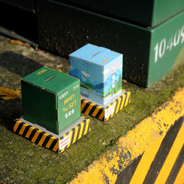 ミニチュア台湾変電箱型 貯金箱（ブルー／グリーン）｜微縮變現箱存錢筒（變電箱存錢筒）（風景藍／經典綠）