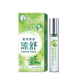 台湾メンソレータム 万能オイル スティックロールタイプ レモン・お茶の香り｜曼秀雷敦 涼舒 滾珠精油棒 青檸茶香 7.2ml