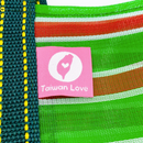 Taiwan Love オリジナル ボーダー柄（グリーン・レッド・ホワイト）台湾漁師網バッグ ナイロンバッグ (茄芷袋) 台湾製｜小さめMサイズ（4号）｜コットン布持ち手タイプ｜Taiwan Love 紅綠白線條款 茄芷袋 4號