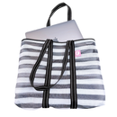 Taiwan Love オリジナル モノトーンボーダー（ブラック・グレー） 台湾漁師網バッグ ナイロンバッグ (茄芷袋) 台湾製｜小さめMサイズ（4号）｜ファスナー付きショルダーストラップタイプ｜Taiwan Love 黑白條紋 肩背拉鍊茄芷袋 4號