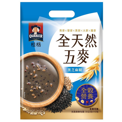 台湾QUAKER クエーカー 黒ごま穀物ドリンク・黒芝麻糊｜桂格五麥穀珍 黑芝麻糊 300g（30gx10パック）