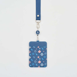 印花楽 リール付きパスケース クラシック柄 落ち着きブルー｜伸縮證件套 經典花色 暮光藍