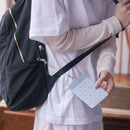 印花楽 リール付きパスケース レトロ窓ガラス柄 グレイッシュブルー｜伸縮證件套 玻璃海棠 寧靜灰藍