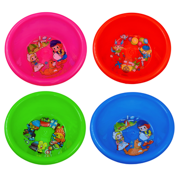 台湾製 レトロ 昔懐かしイラスト柄 湯おけ（レッド・グリーン・ブルー・ピンク）｜※柄はランダム出荷｜台灣製 古早味印花浴盆 卡通圖案（顏色：紅・綠・黃・桃紅）｜※圖案隨機