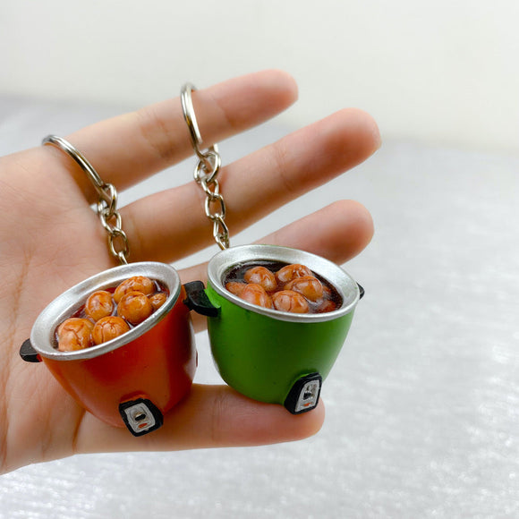 台湾レトロキーホルダー ミニ電鍋 ミニチュア 台湾風煮卵版（茶たまご）（レッド／グリーン）｜台灣懷舊復古鑰匙圈 電鍋茶葉蛋台湾レトロキーホルダー ミニ電鍋 ミニチュア 台湾風煮卵版（茶たまご）（グリーン）｜台灣懷舊復古鑰匙圈 電鍋茶葉蛋（綠）
