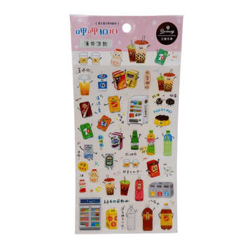 RIRIKOKO 台湾ドリンクテーマ 透明ステッカー （台湾製）｜哩哩扣扣 清爽涼飲 透明手帳貼紙