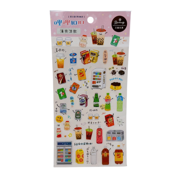 RIRIKOKO 台湾ドリンクテーマ 透明ステッカー （台湾製）｜哩哩扣扣 清爽涼飲 透明手帳貼紙