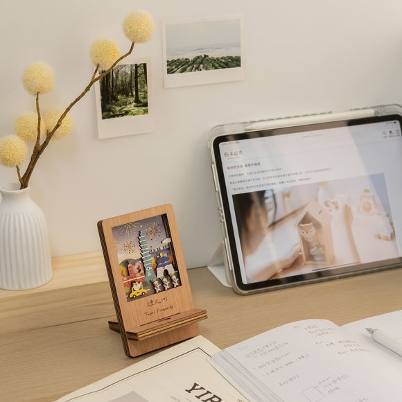 遊木時光 WOOD TIME 台湾ミニ風景 木製スマホスタンド 台北101の花火｜台灣微風景木製手機架 煙火101