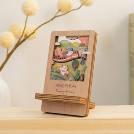 遊木時光 WOOD TIME 台湾ミニ風景 木製スマホスタンド 阿里山｜台灣微風景木製手機架 趣遊阿里山