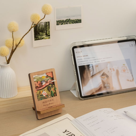 遊木時光 WOOD TIME 台湾ミニ風景 木製スマホスタンド 阿里山｜台灣微風景木製手機架 趣遊阿里山