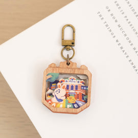 遊木時光 WOOD TIME 台湾ミニ風景 木製キーホルダー 西門紅楼｜台灣微風景木製鑰匙圈 繽紛紅樓
