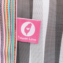 Taiwan Love オリジナル モノトーンストライプ柄（ブラック・グレー） 台湾漁師網バッグ ナイロンバッグ (茄芷袋) 台湾製｜小さめMサイズ（4号）｜ファスナー付きショルダーストラップタイプ｜Taiwan Love 黑灰直條紋款 肩背拉鍊茄芷袋 4號