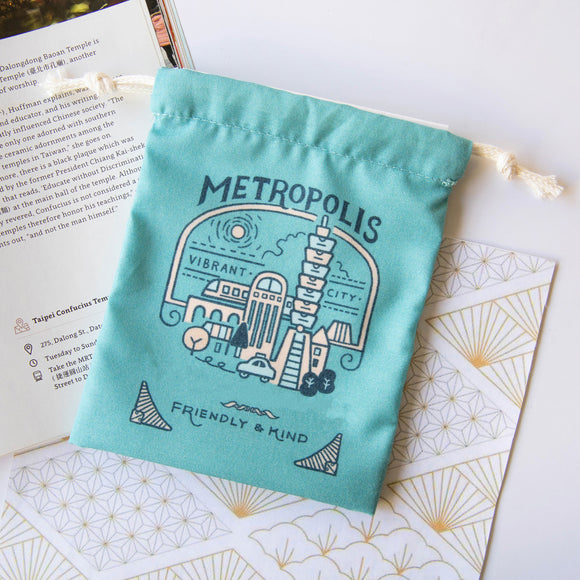 猴子設計 Monkey Design 台湾巾着ポーチ 台北の街並み｜台灣小物袋 台北大都會