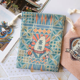 猴子設計 Monkey Design 台湾巾着ポーチ 台湾レトロ窓柄｜台灣小物袋 台灣花窗