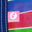 Taiwan Love オリジナル 台湾漁師網バッグ ナイロンバッグ (茄芷袋) 台湾カラー ボーダー 台湾製｜小さめMサイズ（4号）｜ファスナー付きショルダーストラップタイプ｜Taiwan Love 經典款 肩背拉鍊茄芷袋 4號