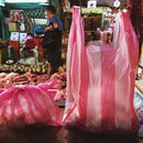 台湾 紅白ストライプレジ袋（サイズ：半斤／1斤／10斤）  10枚入 シマシマ ビニール袋｜紅白條紋背心袋 （半斤／1斤／10斤） 10個入