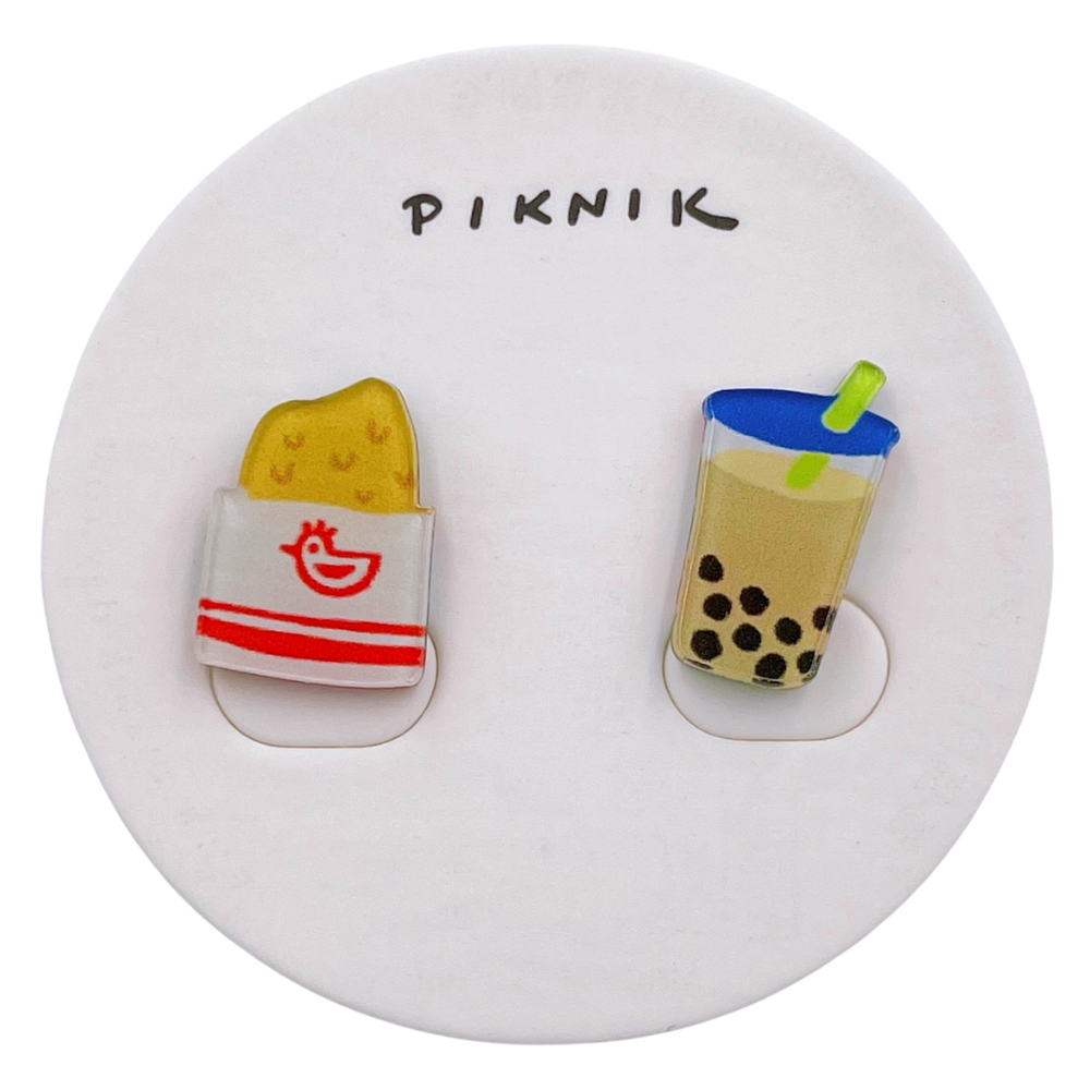 日日野餐 PIKNIK ピアス／イヤリング ジーパイ＋タピオカミルクティー｜日日野餐 PIKNIK 耳環／耳夾 台灣文化系列 雞排珍奶好朋友