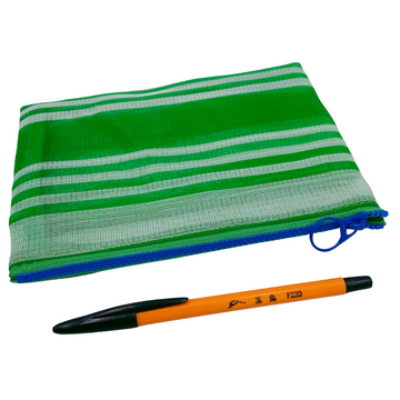 台湾漁師網バッグ地 仕切り付マルチポーチ グリーン｜茄芷袋拉鍊包 綠色（本体・ファスナーの色はランダム出荷）※ご購入の場合、色の原因で返品・交換は対応不可