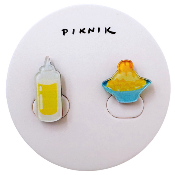 日日野餐 PIKNIK ピンバッジ マンゴーかき氷と練乳ボトル｜日日野餐 PIKNIK 別針（徽章） 台灣文化系列 芒果冰＋煉乳瓶
