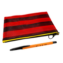 台湾漁師網バッグ地 仕切り付マルチポーチ ボーダー柄（ブラック・レッド）｜茄芷袋拉鍊包 紅黑條紋（本体・ファスナーの色はランダム出荷）※ご購入の場合、色の原因で返品・交換は対応不可