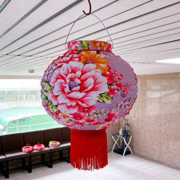 客家花布柄 ハンドメイド 提灯（ランタン）｜カラー：ブルー・レッド・ラベンダー・グリーン・ピンク｜台湾花布
