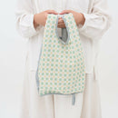 印花楽 折りたたみエコバッグ レトロタイル9号 古民家ホワイトグリーン｜可收捲小背心袋 老磁磚9號 古宅白綠