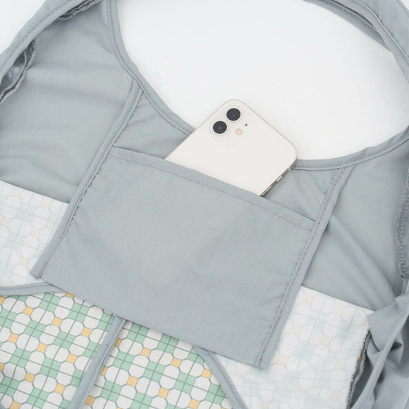 印花楽 肩掛けエコバッグ レトロタイル9号 古民家ホワイトグリーン｜中型側揹背心袋 老磁磚9號 古宅白綠