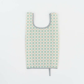 印花楽 折りたたみエコバッグ レトロタイル9号 古民家ホワイトグリーン｜可收捲小背心袋 老磁磚9號 古宅白綠