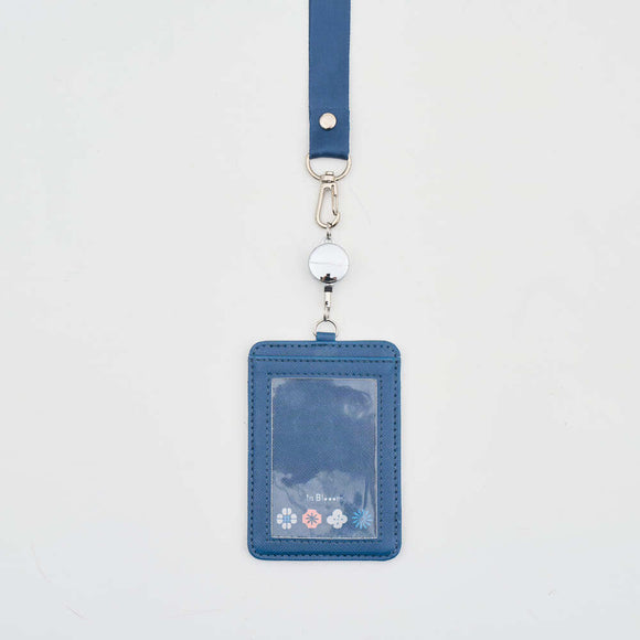 印花楽 リール付きパスケース クラシック柄 落ち着きブルー｜伸縮證件套 經典花色 暮光藍