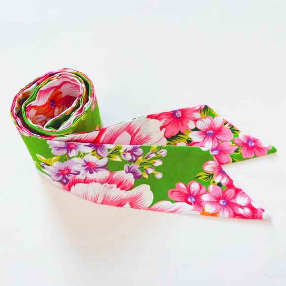 Hakka Rainy 客家花布 バッグスカーフ（ツイリースカーフ）｜多功能棉質絲巾（包包裝飾）｜台湾花布