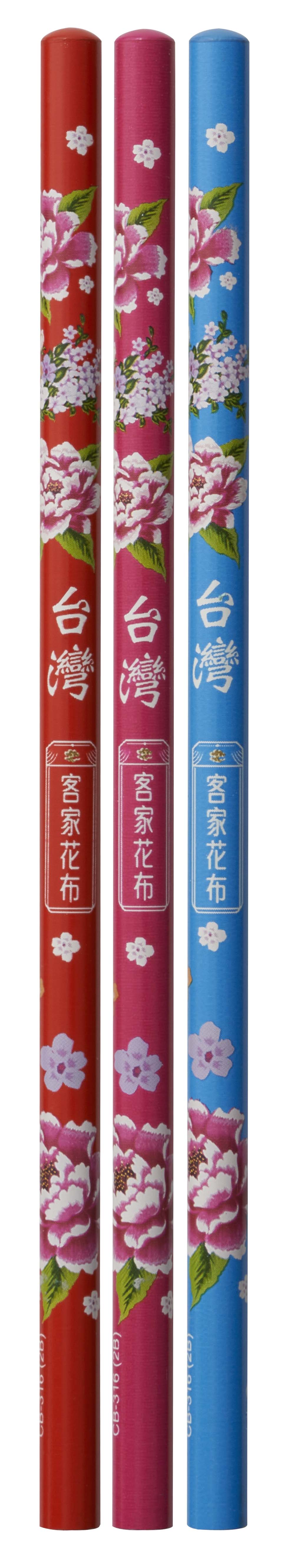 レトロ可愛い 台湾 利百代 台湾花布（客家花布）柄鉛筆｜利百代 台灣花布鉛筆組｜硬度：2B