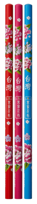 レトロ可愛い 台湾 利百代 台湾花布（客家花布）柄鉛筆｜利百代 台灣花布鉛筆組｜硬度：2B