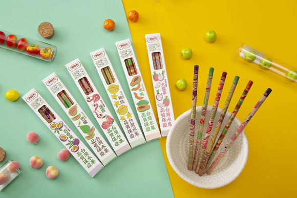 レトロ可愛い 台湾 利百代 台湾果物（ドラゴンフルーツ）柄鉛筆｜利百代 台灣水果 火龍果 鉛筆｜硬度：2B