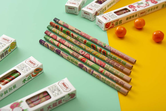 レトロ可愛い 台湾 利百代 台湾果物（パパイヤ）柄鉛筆｜利百代 台灣水果 木瓜 鉛筆｜硬度：2B